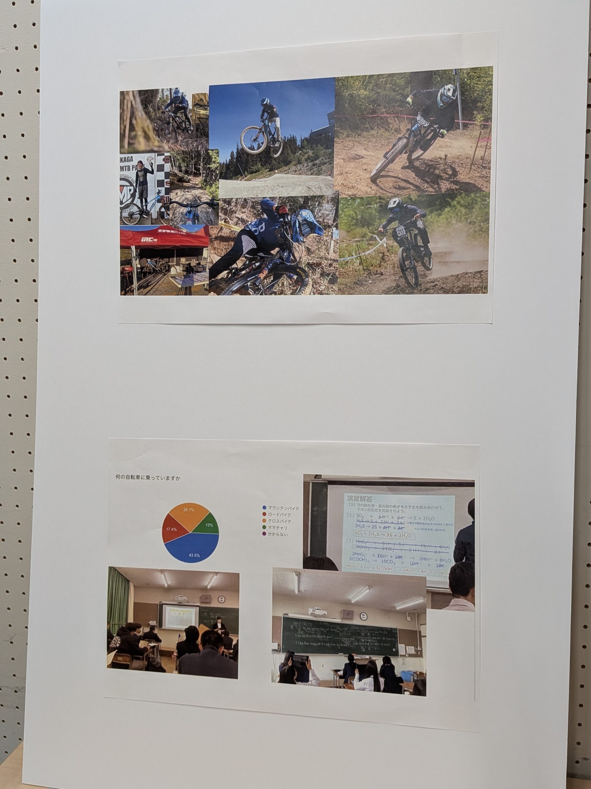 ユースが作成したポスター。マウンテンバイクの活動写真や、学校での学びについてまとめられている